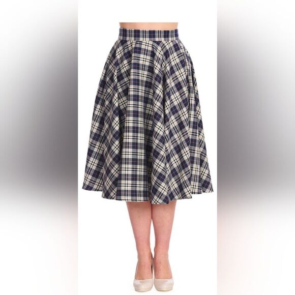 Banned‎ Retro WINTER CHECK SWING SKIRT Size L in Black NWT and in packaging - Picture 4 of 7